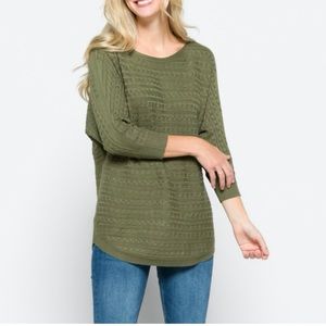 Market & Spruce cable knit dolman sweater M